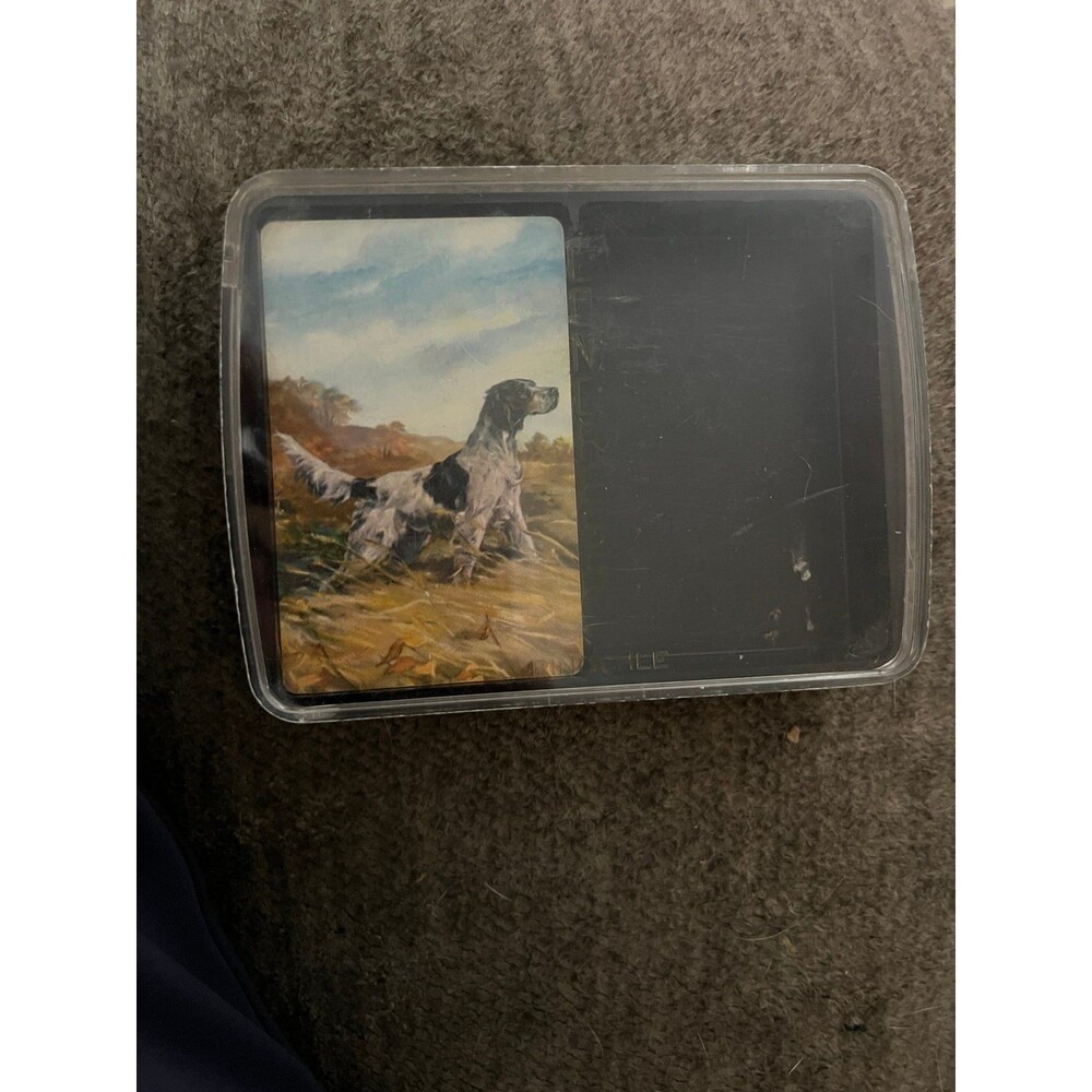 Vintage Stardust Hunting Setter Dog Single Pinochle Card Deck With Case